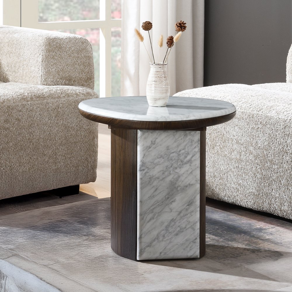 lv04566.jpg Haidar End Table w/Natural Marble - Image 1