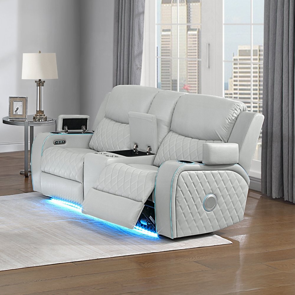 lv05901_10.jpg Elonzo Power Motion Loveseat w/Console, LED, Power Headrest & Speaker - Image 1