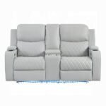 Elonzo Power Motion Loveseat w/Console, LED, Power Headrest & Speaker - Image 3