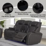 Wendell Power Motion Loveseat w/Console, Wireless Charger, Storage, USB & LED - Image 12