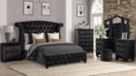 SOPHIA FULL 4 PC VANITY BEDROOM SET IN BLACK - Image 2