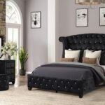 SOPHIA FULL 4 PC VANITY BEDROOM SET IN BLACK