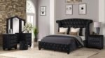 SOPHIA FULL 4 PC VANITY BEDROOM SET IN BLACK