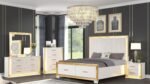 OBSESSION KING 4 PC BEDROOM SET IN WHITE &AMP; GOLD - Image 2